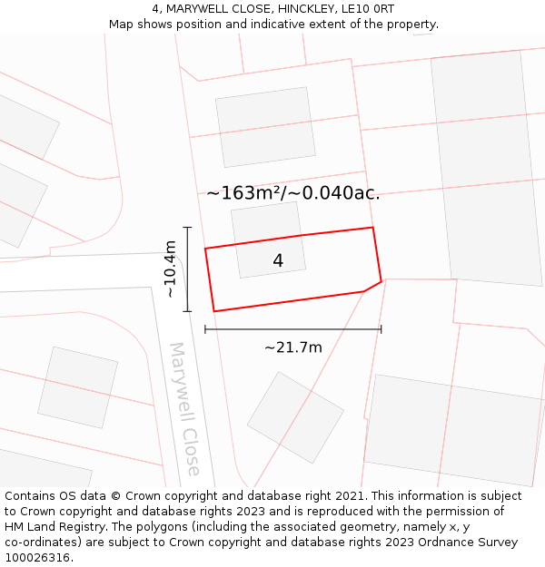 4, MARYWELL CLOSE, HINCKLEY, LE10 0RT: Plot and title map