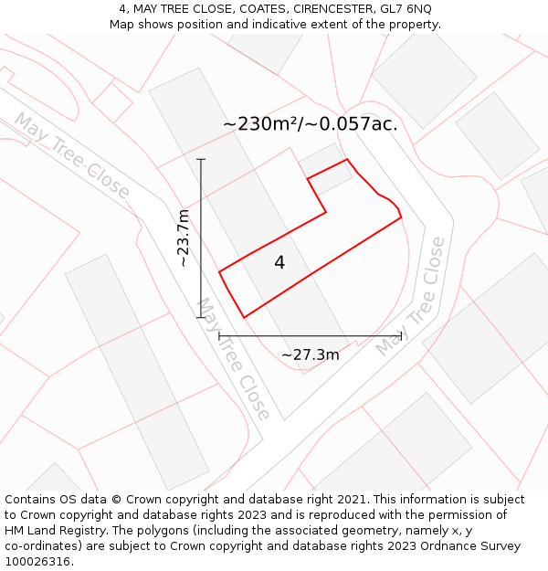 4, MAY TREE CLOSE, COATES, CIRENCESTER, GL7 6NQ: Plot and title map