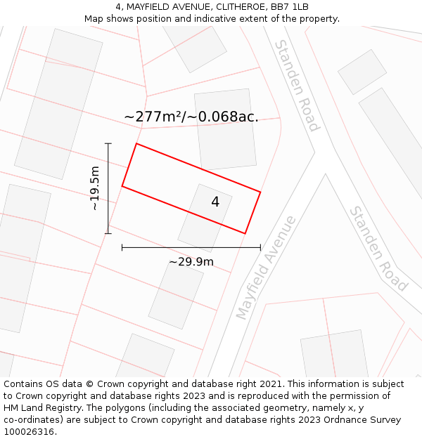 4, MAYFIELD AVENUE, CLITHEROE, BB7 1LB: Plot and title map