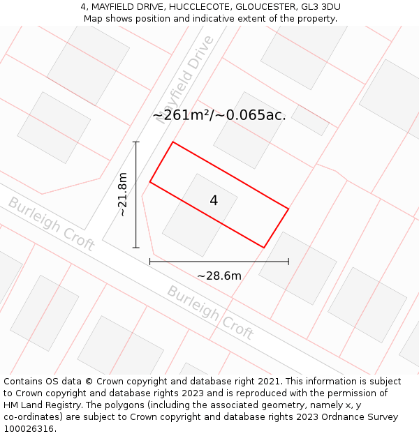 4, MAYFIELD DRIVE, HUCCLECOTE, GLOUCESTER, GL3 3DU: Plot and title map