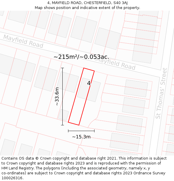 4, MAYFIELD ROAD, CHESTERFIELD, S40 3AJ: Plot and title map