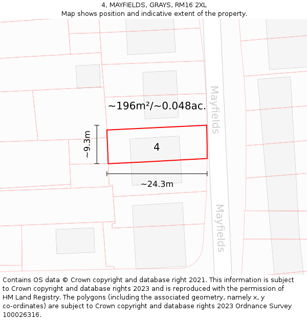 4, MAYFIELDS, GRAYS, RM16 2XL: Plot and title map