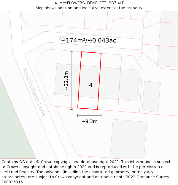 4, MAYFLOWERS, BENFLEET, SS7 4LP: Plot and title map