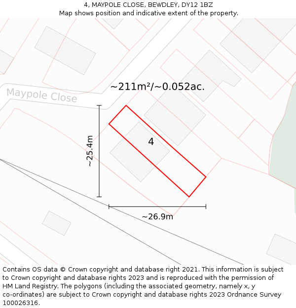 4, MAYPOLE CLOSE, BEWDLEY, DY12 1BZ: Plot and title map