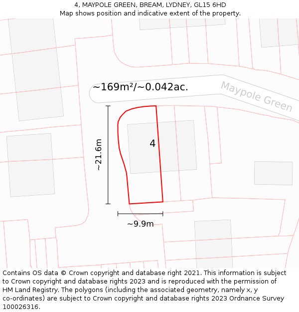 4, MAYPOLE GREEN, BREAM, LYDNEY, GL15 6HD: Plot and title map