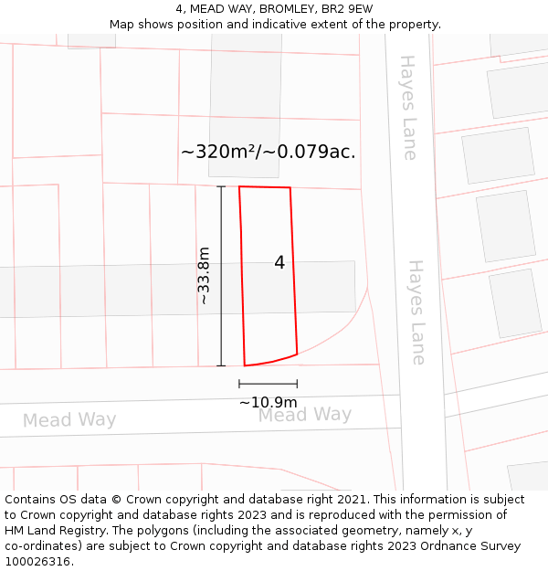 4, MEAD WAY, BROMLEY, BR2 9EW: Plot and title map