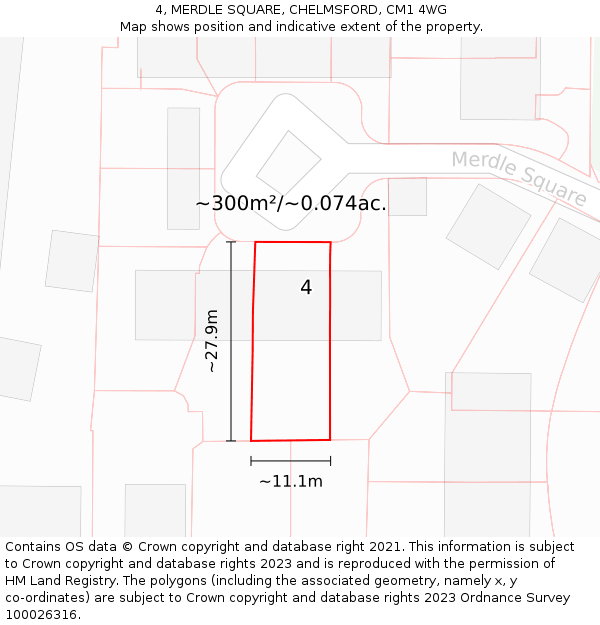 4, MERDLE SQUARE, CHELMSFORD, CM1 4WG: Plot and title map