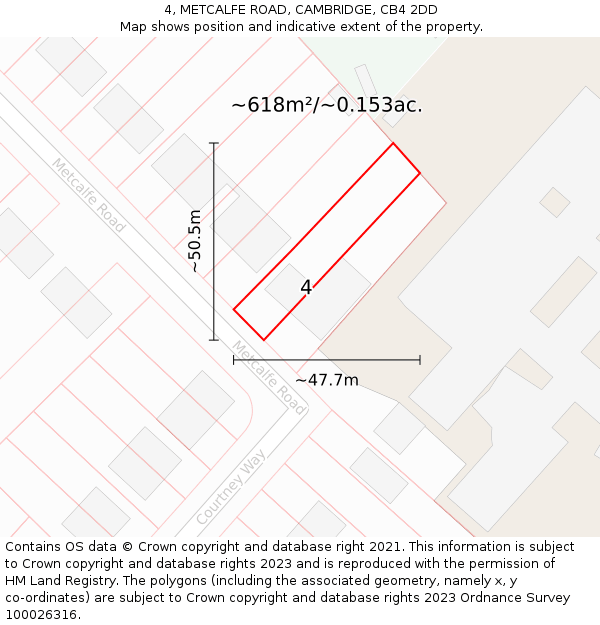 4, METCALFE ROAD, CAMBRIDGE, CB4 2DD: Plot and title map