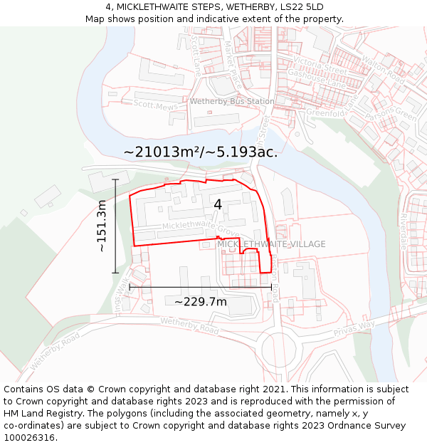 4, MICKLETHWAITE STEPS, WETHERBY, LS22 5LD: Plot and title map