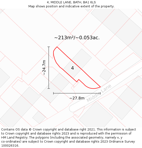 4, MIDDLE LANE, BATH, BA1 6LS: Plot and title map