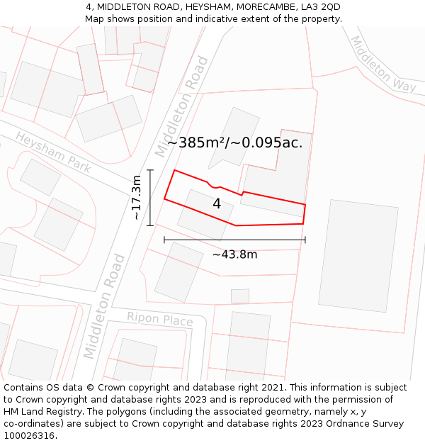 4, MIDDLETON ROAD, HEYSHAM, MORECAMBE, LA3 2QD: Plot and title map