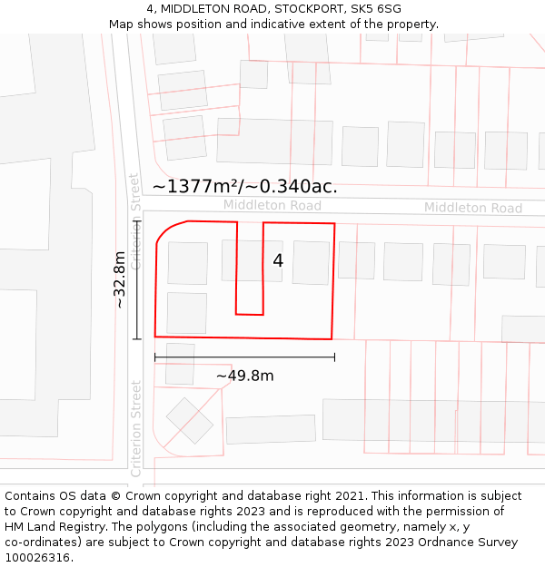 4, MIDDLETON ROAD, STOCKPORT, SK5 6SG: Plot and title map