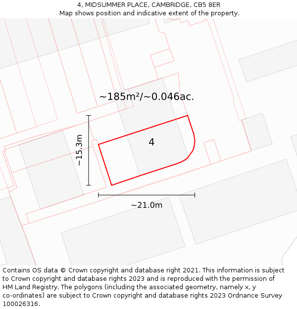 4, MIDSUMMER PLACE, CAMBRIDGE, CB5 8ER: Plot and title map