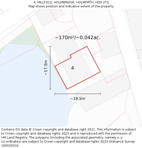 4, MILLFOLD, HOLMBRIDGE, HOLMFIRTH, HD9 2TQ: Plot and title map