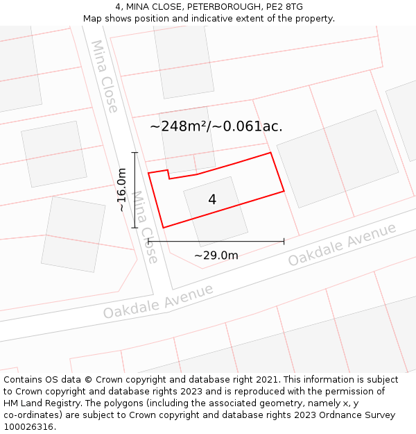 4, MINA CLOSE, PETERBOROUGH, PE2 8TG: Plot and title map