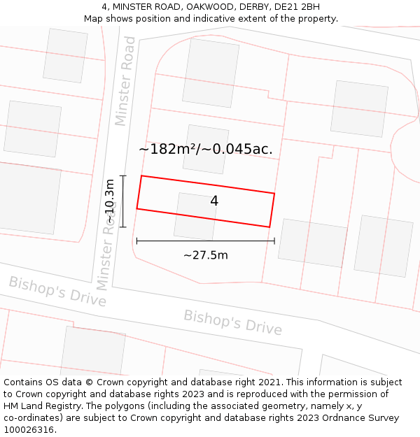 4, MINSTER ROAD, OAKWOOD, DERBY, DE21 2BH: Plot and title map