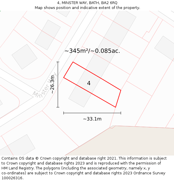 4, MINSTER WAY, BATH, BA2 6RQ: Plot and title map