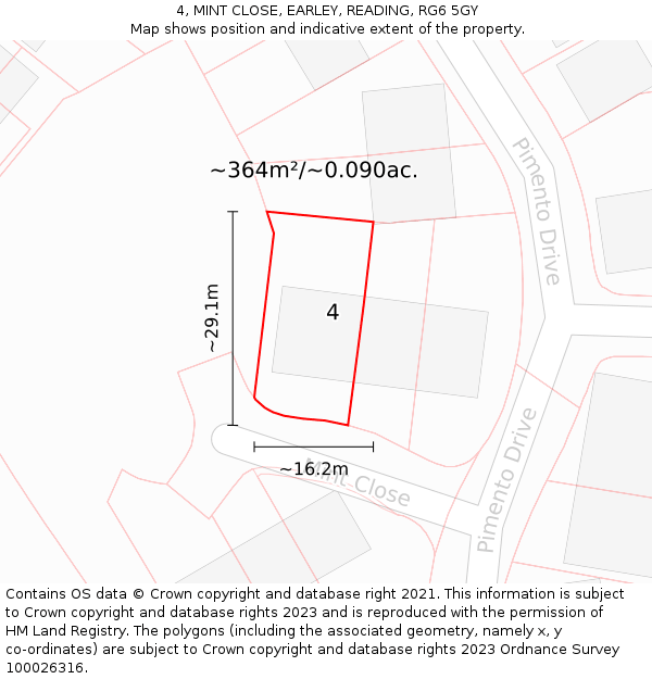 4, MINT CLOSE, EARLEY, READING, RG6 5GY: Plot and title map