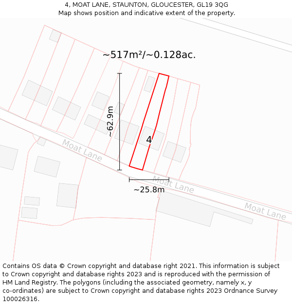 4, MOAT LANE, STAUNTON, GLOUCESTER, GL19 3QG: Plot and title map