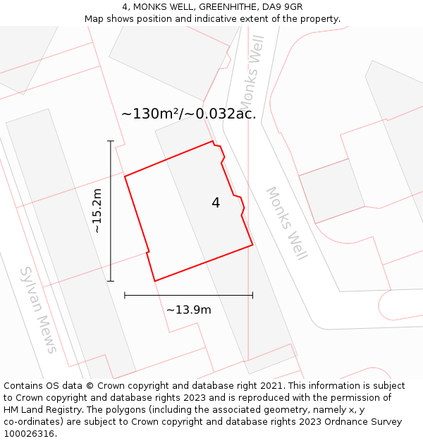 4, MONKS WELL, GREENHITHE, DA9 9GR: Plot and title map