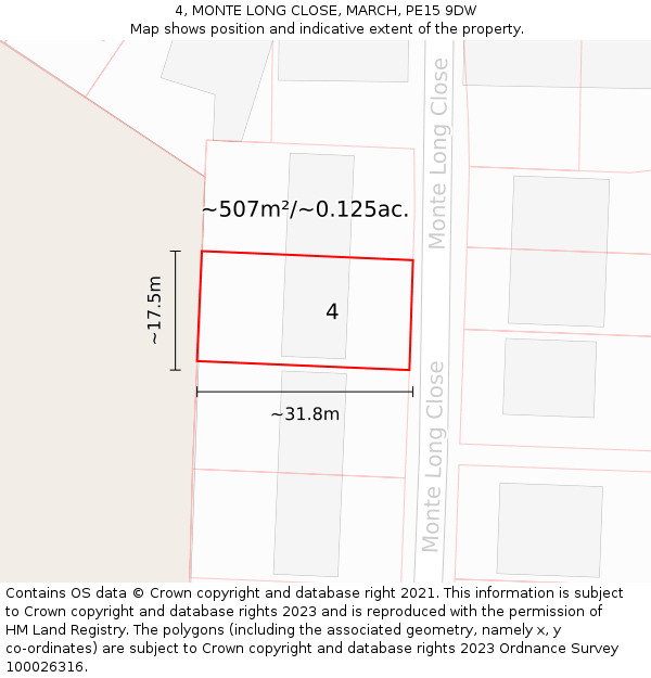4, MONTE LONG CLOSE, MARCH, PE15 9DW: Plot and title map