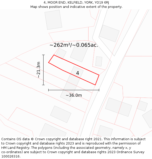 4, MOOR END, KELFIELD, YORK, YO19 6RJ: Plot and title map