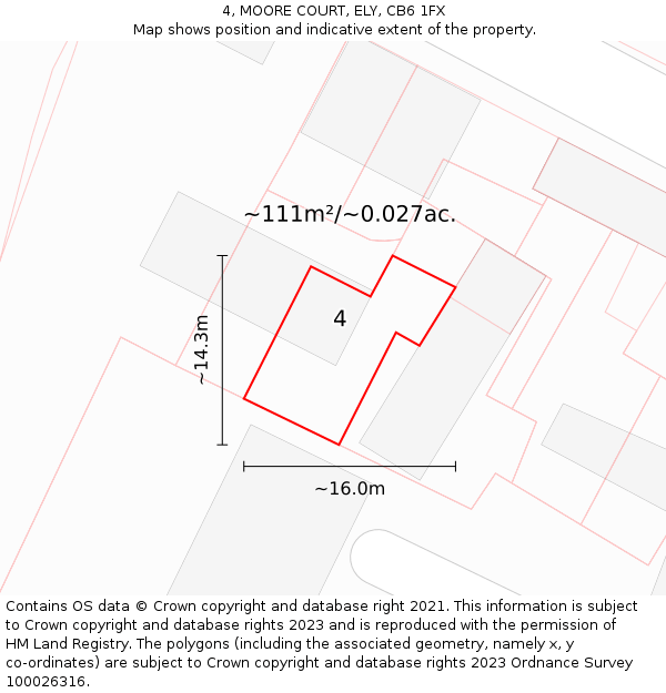 4, MOORE COURT, ELY, CB6 1FX: Plot and title map