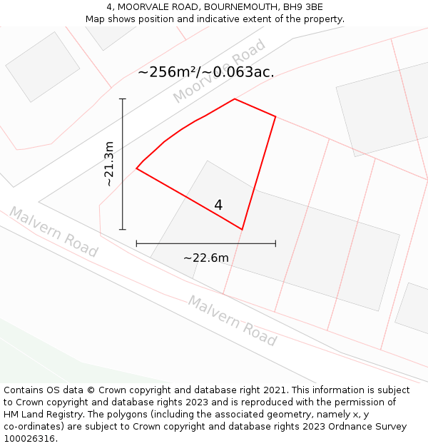 4, MOORVALE ROAD, BOURNEMOUTH, BH9 3BE: Plot and title map