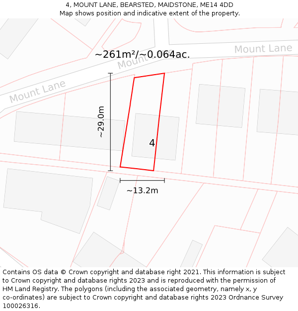 4, MOUNT LANE, BEARSTED, MAIDSTONE, ME14 4DD: Plot and title map