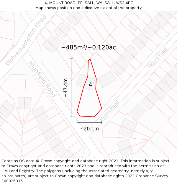 4, MOUNT ROAD, PELSALL, WALSALL, WS3 4PG: Plot and title map