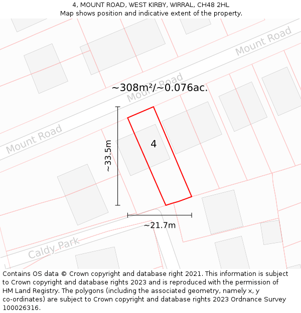 4, MOUNT ROAD, WEST KIRBY, WIRRAL, CH48 2HL: Plot and title map
