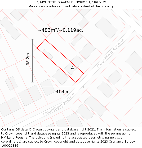4, MOUNTFIELD AVENUE, NORWICH, NR6 5HW: Plot and title map