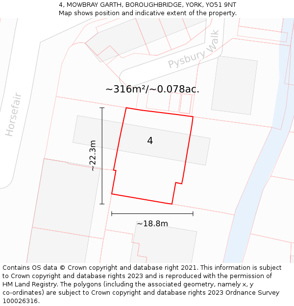 4, MOWBRAY GARTH, BOROUGHBRIDGE, YORK, YO51 9NT: Plot and title map