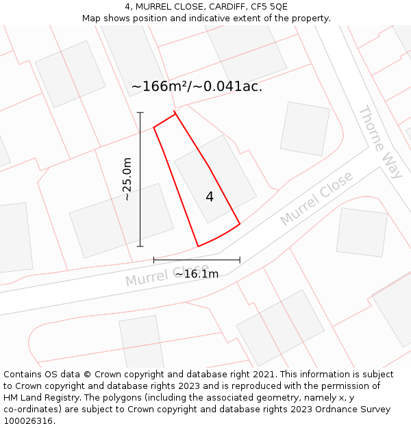 4, MURREL CLOSE, CARDIFF, CF5 5QE: Plot and title map