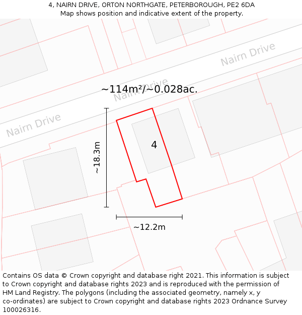 4, NAIRN DRIVE, ORTON NORTHGATE, PETERBOROUGH, PE2 6DA: Plot and title map
