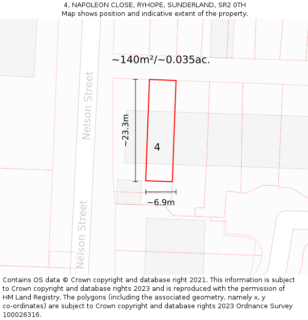 4, NAPOLEON CLOSE, RYHOPE, SUNDERLAND, SR2 0TH: Plot and title map