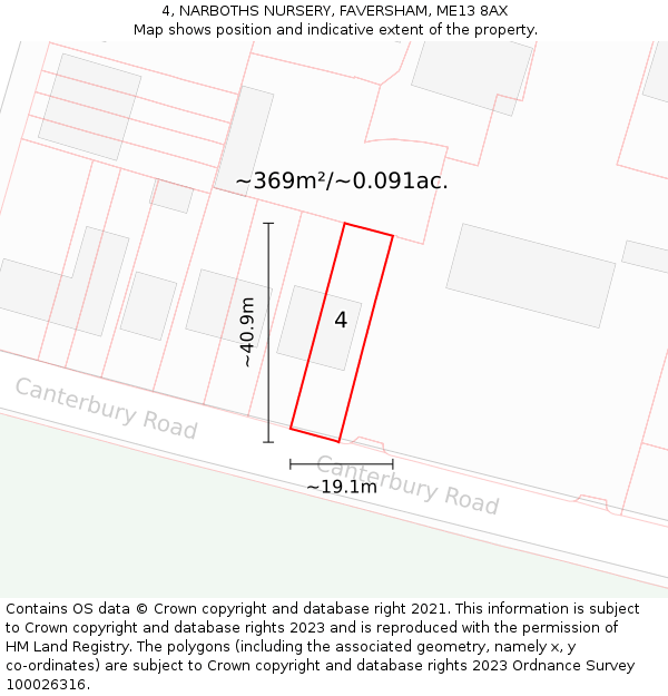 4, NARBOTHS NURSERY, FAVERSHAM, ME13 8AX: Plot and title map
