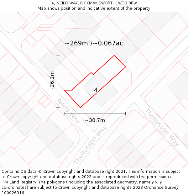4, NEILD WAY, RICKMANSWORTH, WD3 8RW: Plot and title map