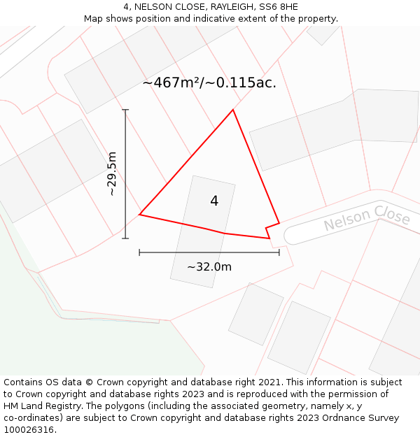 4, NELSON CLOSE, RAYLEIGH, SS6 8HE: Plot and title map