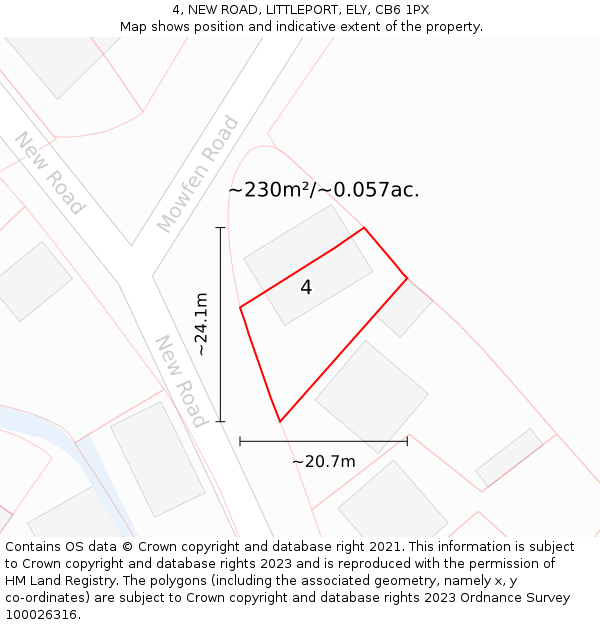 4, NEW ROAD, LITTLEPORT, ELY, CB6 1PX: Plot and title map