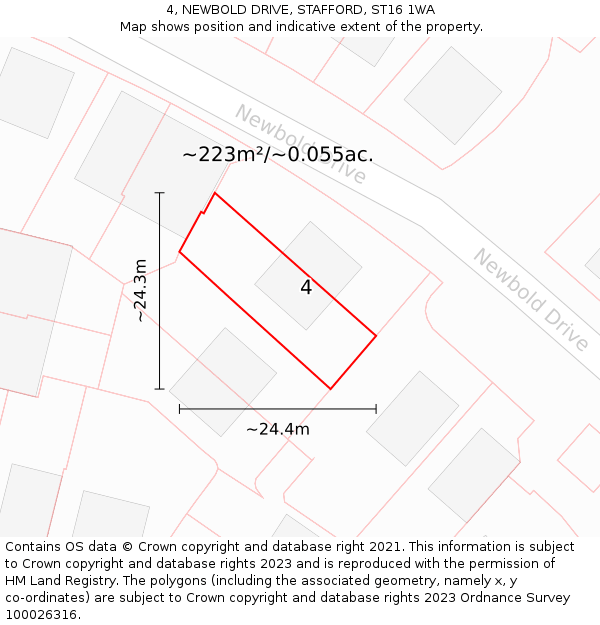 4, NEWBOLD DRIVE, STAFFORD, ST16 1WA: Plot and title map