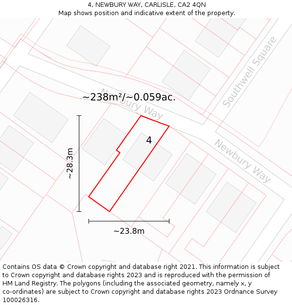 4, NEWBURY WAY, CARLISLE, CA2 4QN: Plot and title map