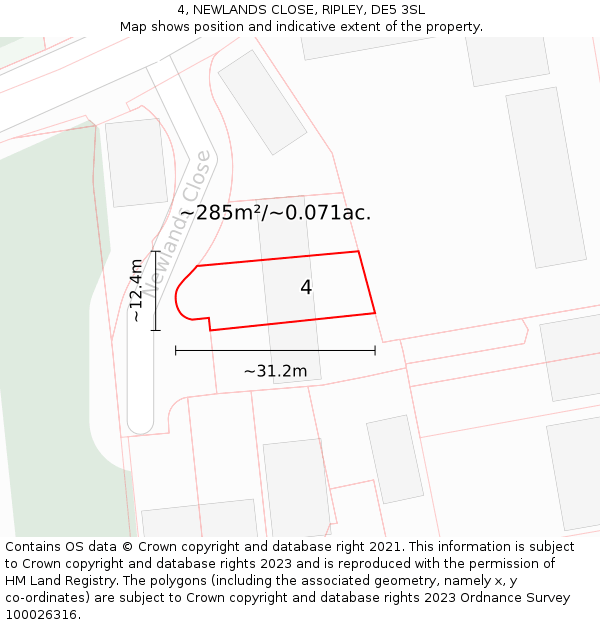 4, NEWLANDS CLOSE, RIPLEY, DE5 3SL: Plot and title map
