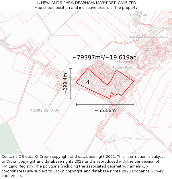 4, NEWLANDS PARK, DEARHAM, MARYPORT, CA15 7ED: Plot and title map