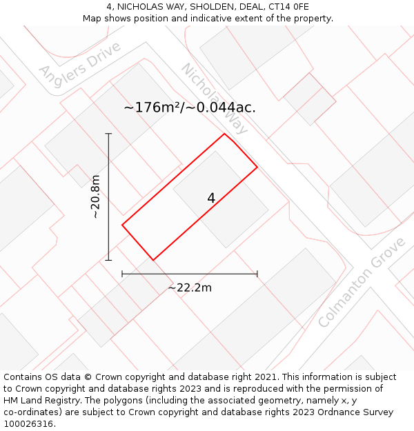 4, NICHOLAS WAY, SHOLDEN, DEAL, CT14 0FE: Plot and title map