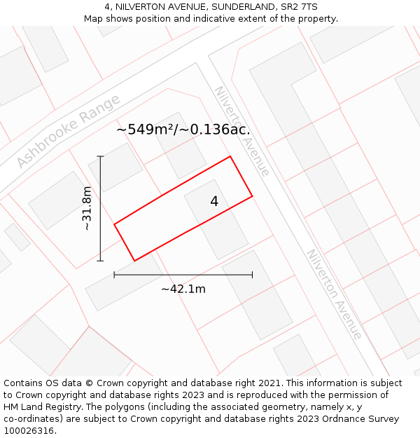 4, NILVERTON AVENUE, SUNDERLAND, SR2 7TS: Plot and title map