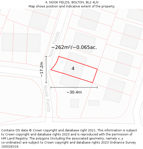 4, NOOK FIELDS, BOLTON, BL2 4LN: Plot and title map
