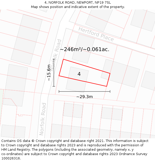 4, NORFOLK ROAD, NEWPORT, NP19 7SL: Plot and title map