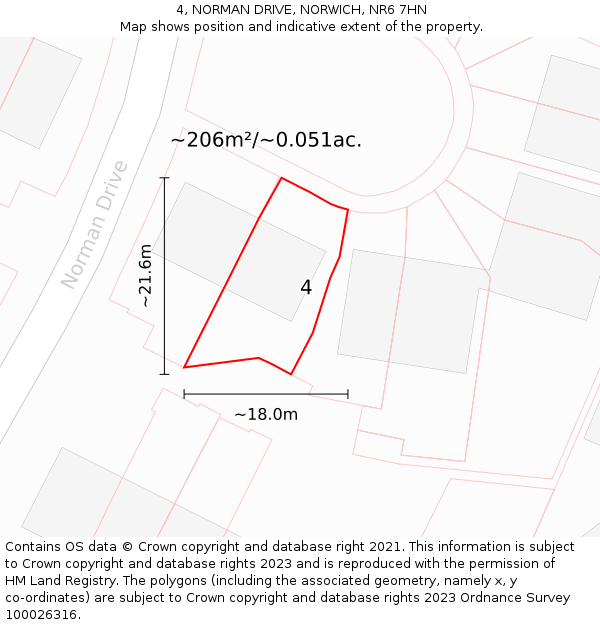 4, NORMAN DRIVE, NORWICH, NR6 7HN: Plot and title map