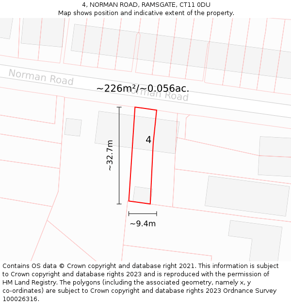 4, NORMAN ROAD, RAMSGATE, CT11 0DU: Plot and title map